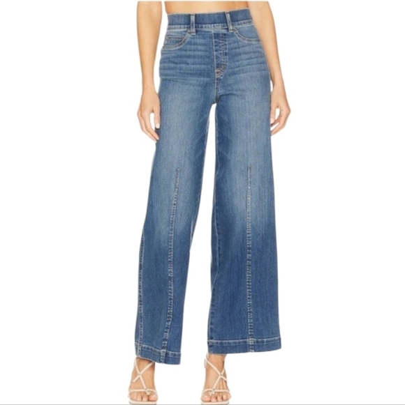 SPANX Denim - Spanx Seamed Front Wide-Leg High-Rise Denim Jeans-NWT